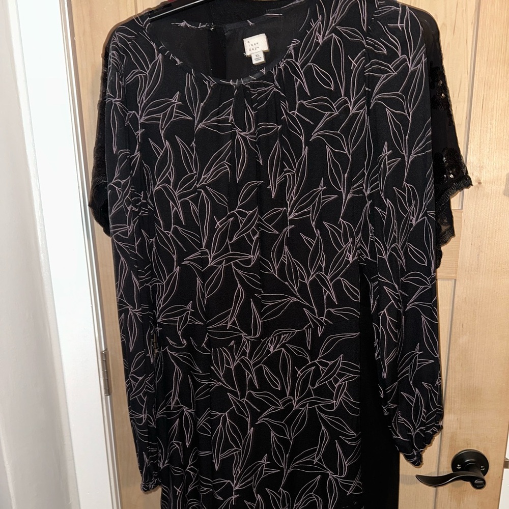 Black and purple midi dress long sleeves